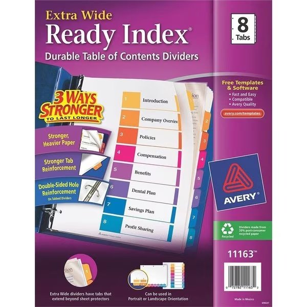 Index, Rdy, Xw, 1-8, Mi 8PK, Avery, Mfr#: AVE11163